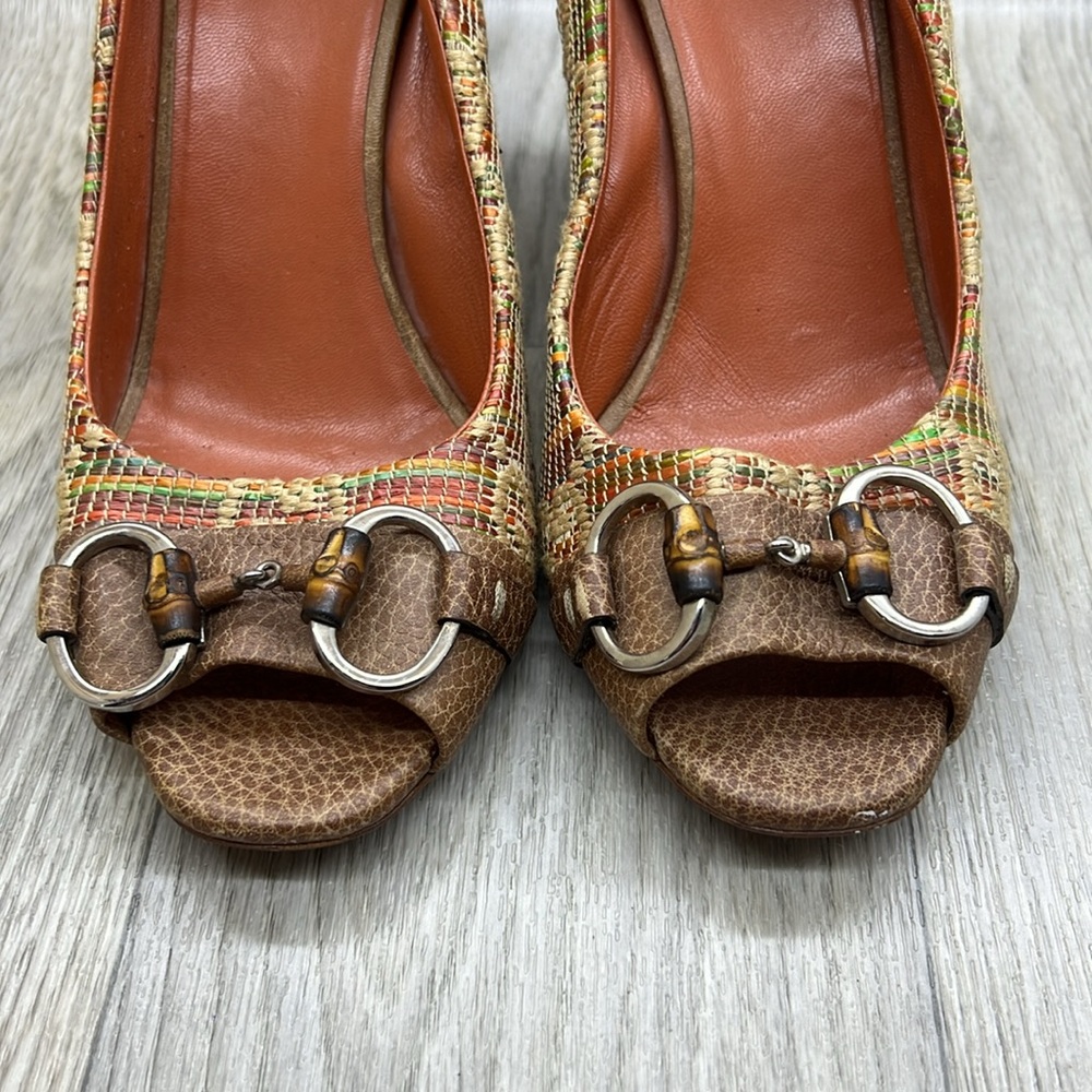 Gucci Raffia Peep-Toe Heels - Picture 3 of 13